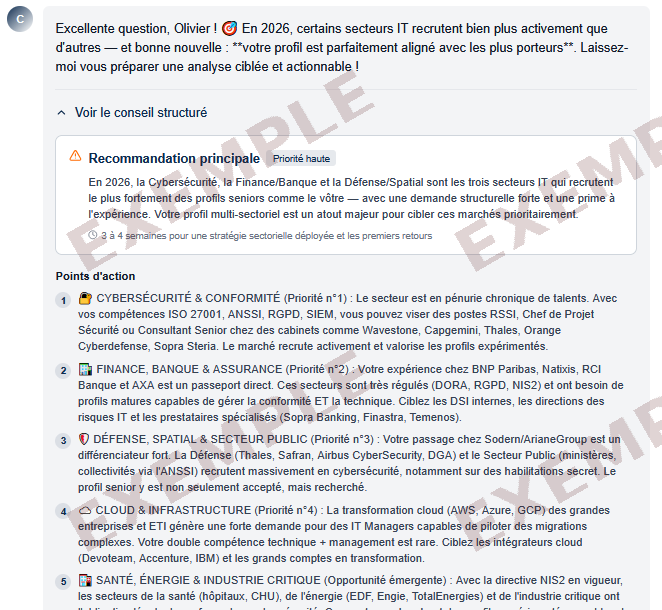 Coach IA de Rebond Senior — recommandations personnalisées par secteur